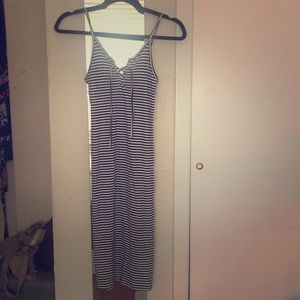 Topshop black white striped dress